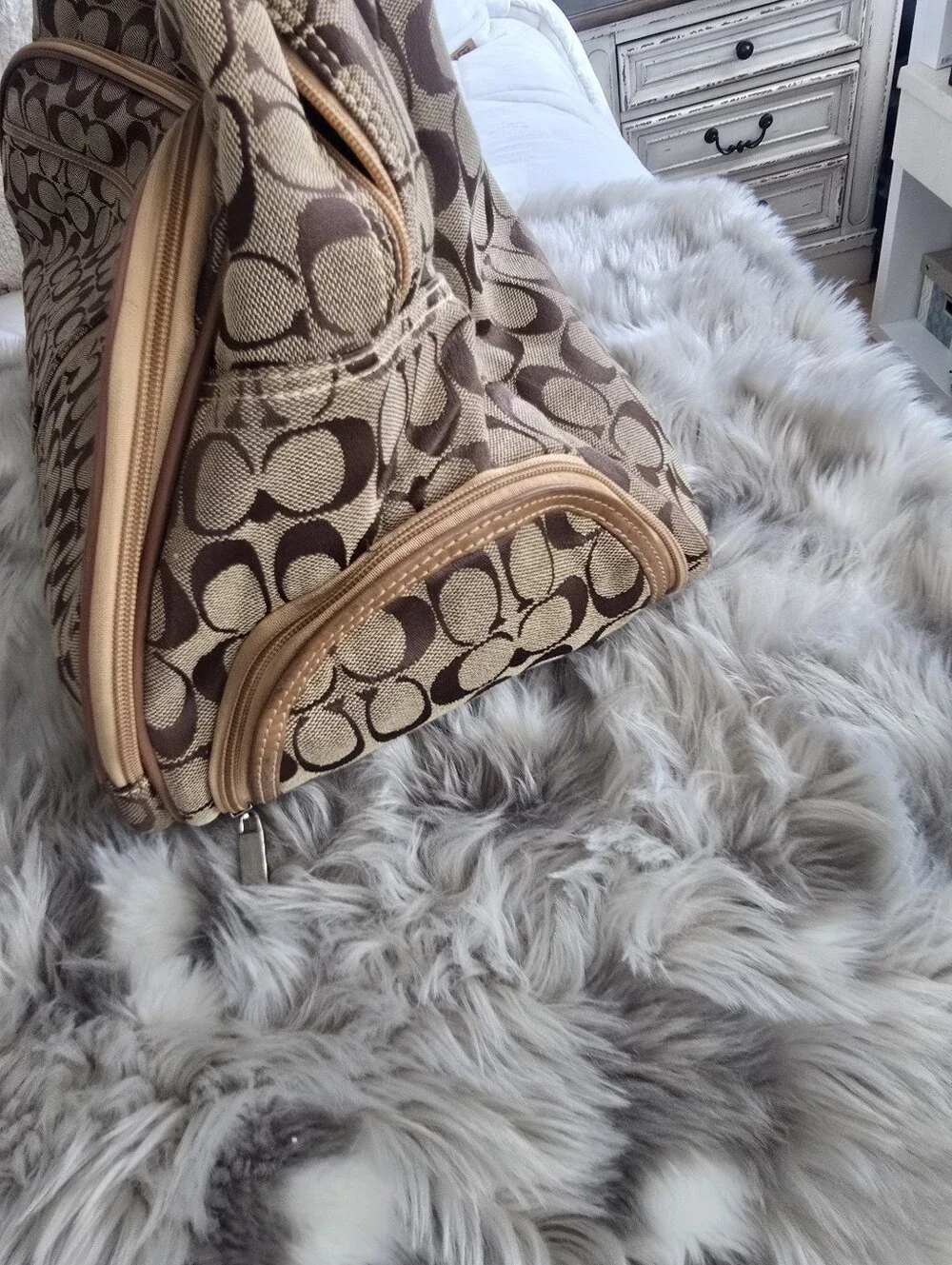 Coach Signature Canvas Satchel in Tan/Brown